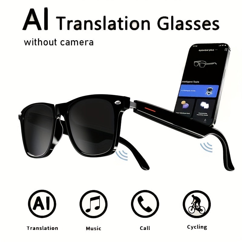 [AI Smart Glasses] AI Smart Glasses | 4K Camera, Real-Time Translation & Object Recognition, Open-Ear Audio, Ultra-Light Design, Max 8hrs Playtime for Outdoor, Work, Travel, Business - Black