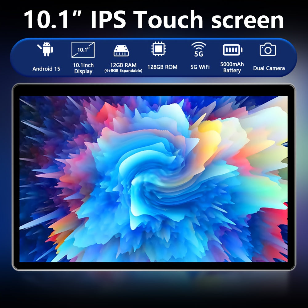 CRELANDER 2025 NEW Android Tablet with a 10. 1 Inch IPS Touch Screen, 2-In-1 Design Including a Protective Case, Optional Keyboard, Mouse, And Stylus. It Features 12GB RAM (4GB + 8GB Expandable) And 128GB Storage, Supporting a 1TB TF Card