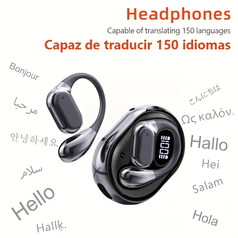 Wireless Translation Headphones with AI Voice Translation, No Latency Music, Real-Time Speech Translation, 156 Language Support, Type-C Charging, Includes Free Lanyard - Ideal for Multilingual Communication