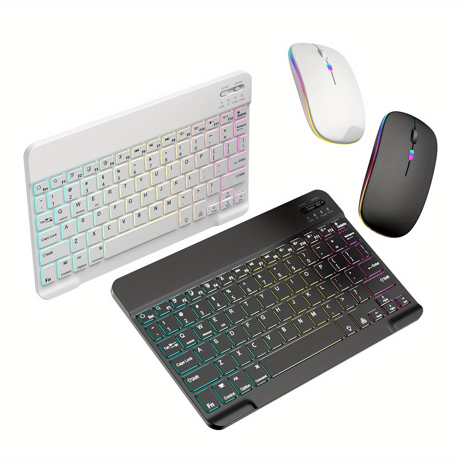 10-Inch Wireless RGB Backlit Gaming Keyboard and Mouse Set, Portable Keyboard Mouse and Mouse Pad Combo for PC iOS Android Tablets and Computers