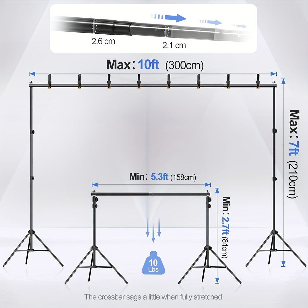 Adjustable 10X7 Ft Backdrop Stand for Photography, Complete with a Carrying Bag, Suitable for Events, Photo Sessions, Projector Displays, Weddings, Decorations, And Balloons
