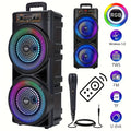 6000W Wireless Speaker with Dual 8.5" Subwoofers, RGB Party Lights, Wireless 5.0, Built-in Microphone, Volume Control, USB Rechargeable, TWS & FM Radio - Perfect for Outdoor Parties & Events