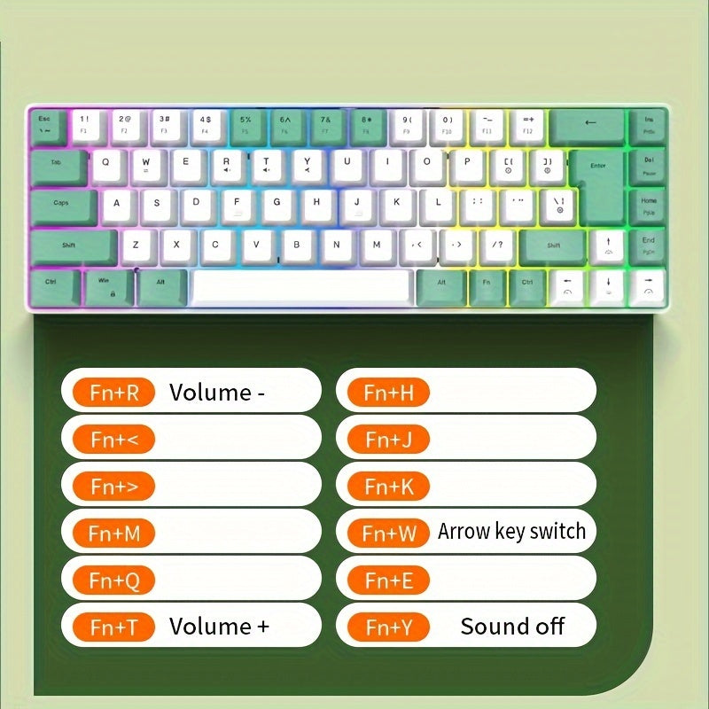 Hot Selling, 68 Key RGB Luminous Wired Gaming Keyboard]Mechanical Feel Keyboard for Gaming And Office, Film Switch Keycap Design, Wired Tpckey And Wire Separation Design.(K701)