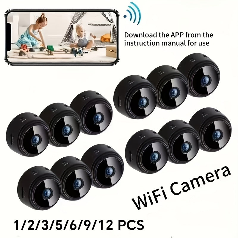 1/ 2/ 3/ 5/ 6/ 9/ 12pcs Wireless Remote Control Monitoring Camera, 1080P High-Definition, 2.4G Wifi, Wide-Angle Monitoring, Remote Observation, with Battery (180MA), Used for Home Security Wifi Monitoring Camera