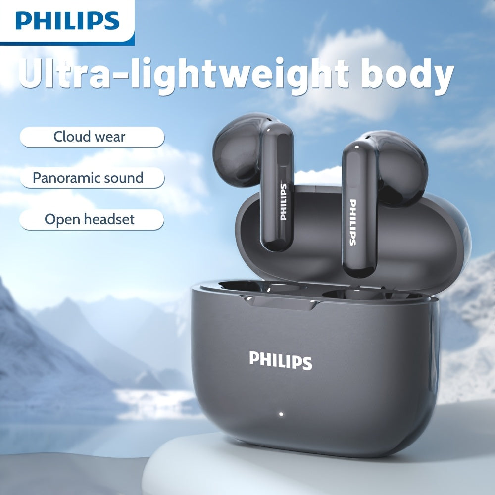 Philips TAT1220 Wireless Bluetooth Headset, Upgraded to Version V6.0, Active Noise Canceling, Touch Control, 360 ° Surround Sound, Open Design, Type-C Charging, In-Ear Earbuds, Suitable for Sports & Daily Use, Phone and Camping