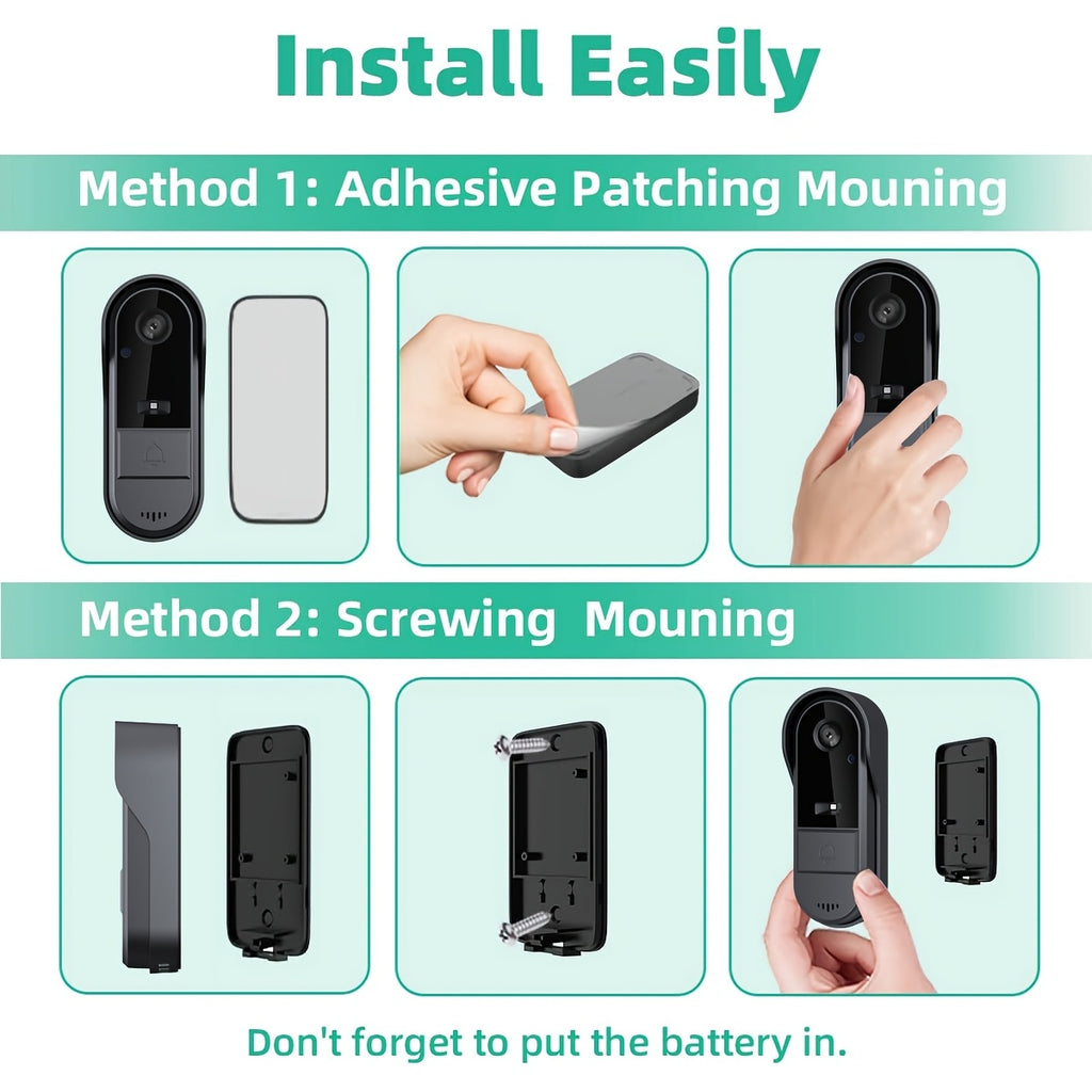 Smart Video Doorbell Camera - HD Video And Enhanced Night Vision, Voice Changer Security System, Wifi Visible Doorbell with Two-Way Intercom, Seamless for Home Monitoring, TUYA Smart App Remote Viewing, Rechargeable Battery