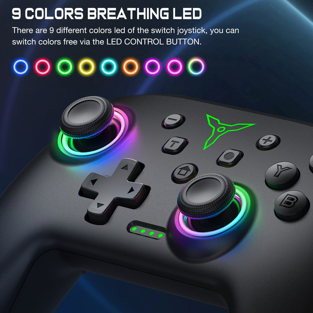 [Wireless Switch Controller] Switch Controller, Wireless Switch Controller Compatible with Switch Controller/ Switch Lite/ OLED, Wireless Switch Controllers Work with iOS/ Android/ PC with RGB Light, Programmable, TURBO & Wakeup