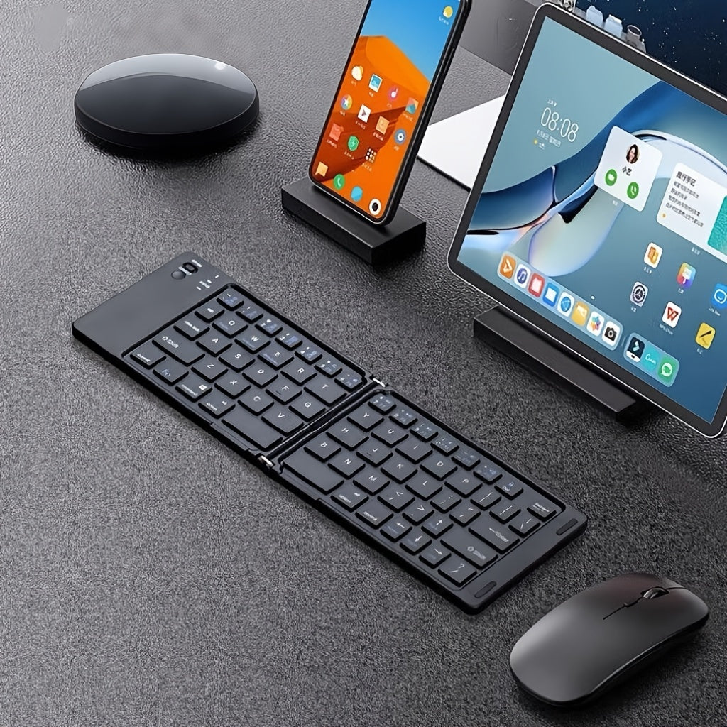 Ultra-thin Wireless Foldable Keyboard, Rechargeable Magnetic 7.3mm Ultra Slim and Compact Keyboard with Media Hotkeys for Computer Desktop PC Laptop Smart TV