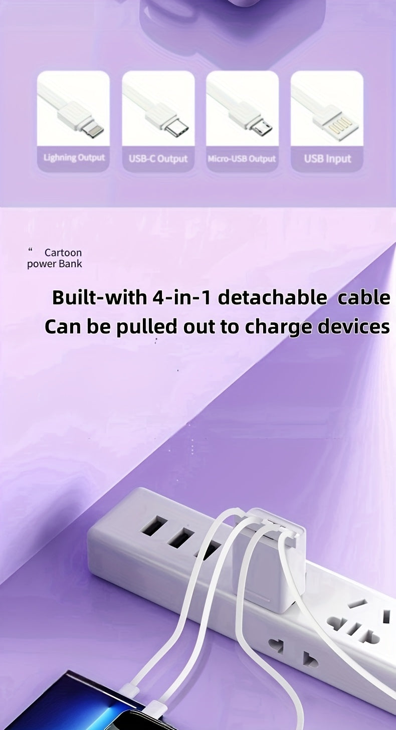 10000mAh This Mini Portable Power Bank Features A With A Built-in 4-in-1 Multifunction Cable. Supporting 5W Slow Charging/15W Fast Charging/22.5W Super Fast Charging, Perfect For Travel Business Keeping Your Devices Powered Anytime