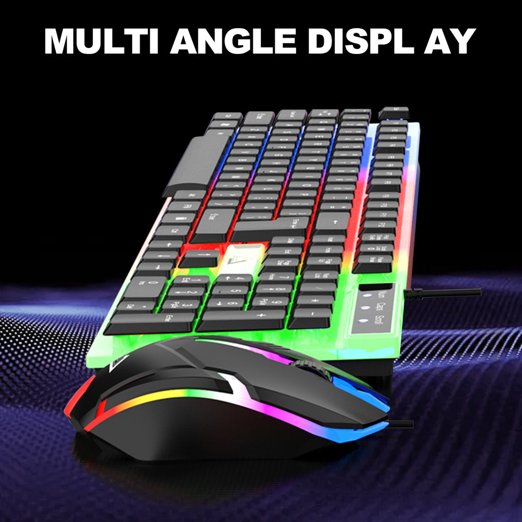Computer Desktop Gaming Keyboard and Mouse Set Wired USB Keyboard and Mouse Combo with Backlight for PC