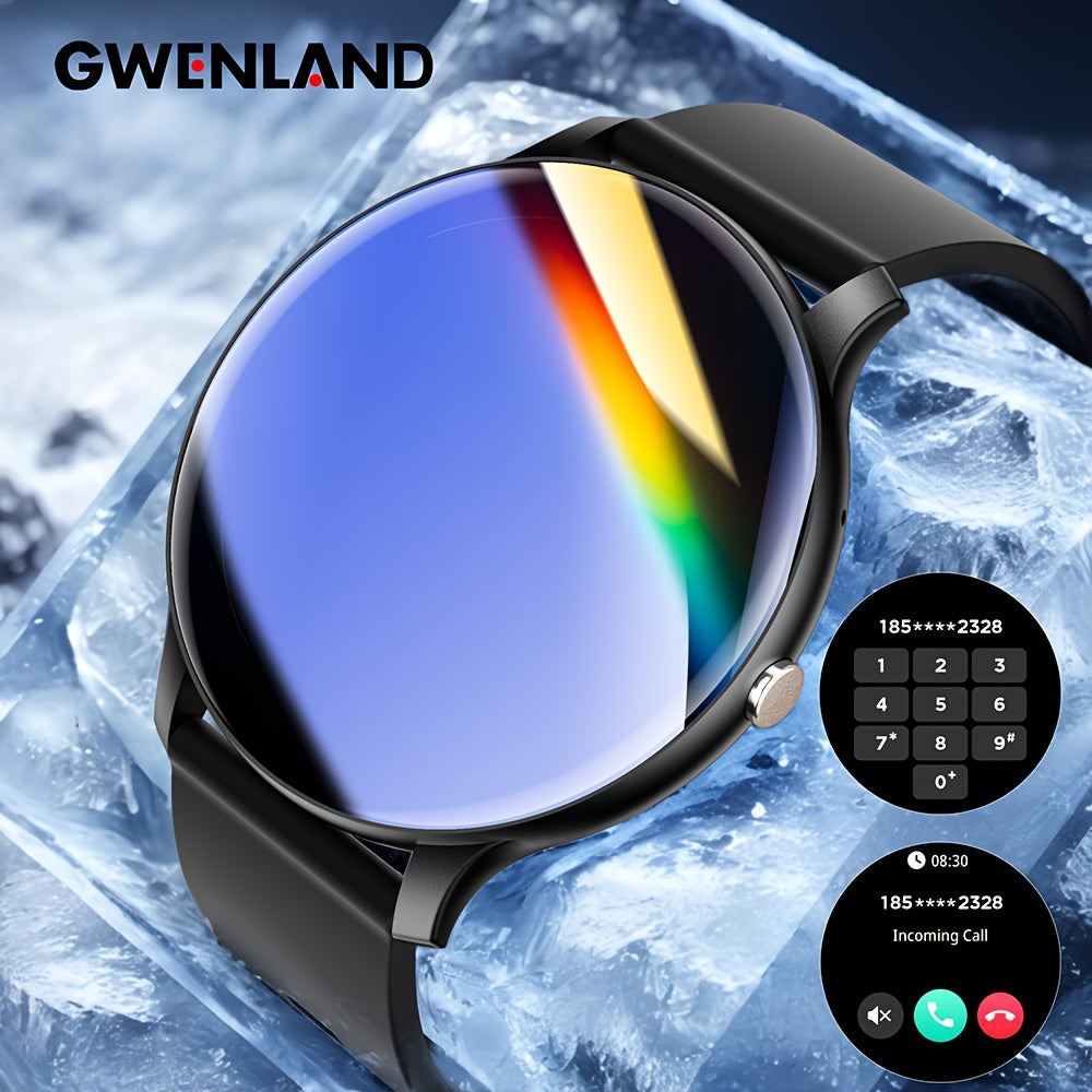 GWENLAND Smart Watch - 1. 46" HD Touchscreen, IP68, 100+ Sports Modes, Sedentary Reminder, Music Control, Remote Photo, Answer/Dial/Reject Calls, Black Silicone Strap, Perfect Valentine's Day Gift for Him or Her, Fitness Tracker|Modern Smartwatch|Durable