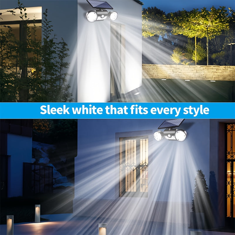Solar Lights Outdoor, Motion Sensor Security Lights Solar Wall Lights with Dual Head Spotlights 30 LED 360°Adjustable Outdoor for Garden Garage Patio IP 65