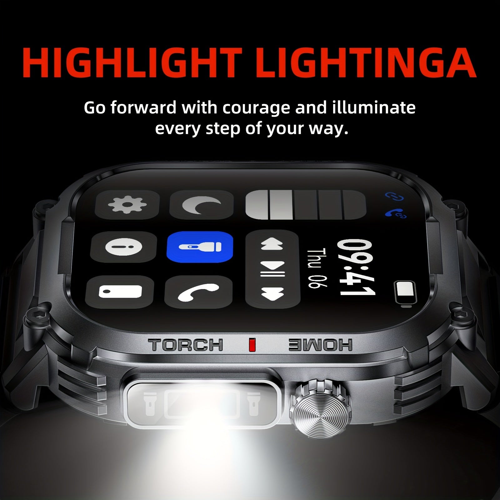 [Ideal Gift] 2.02" Smartwatch, Smart Watches for Men Women, 100+ Sport Modes, Answer/Dial Calls Watch with LED Flashlight, Waterproof, TFT Screen, Sleep Tracker, Fitness and Activity Tracker Compatible with iPhone and Android Phones - Gifts for Men/Father