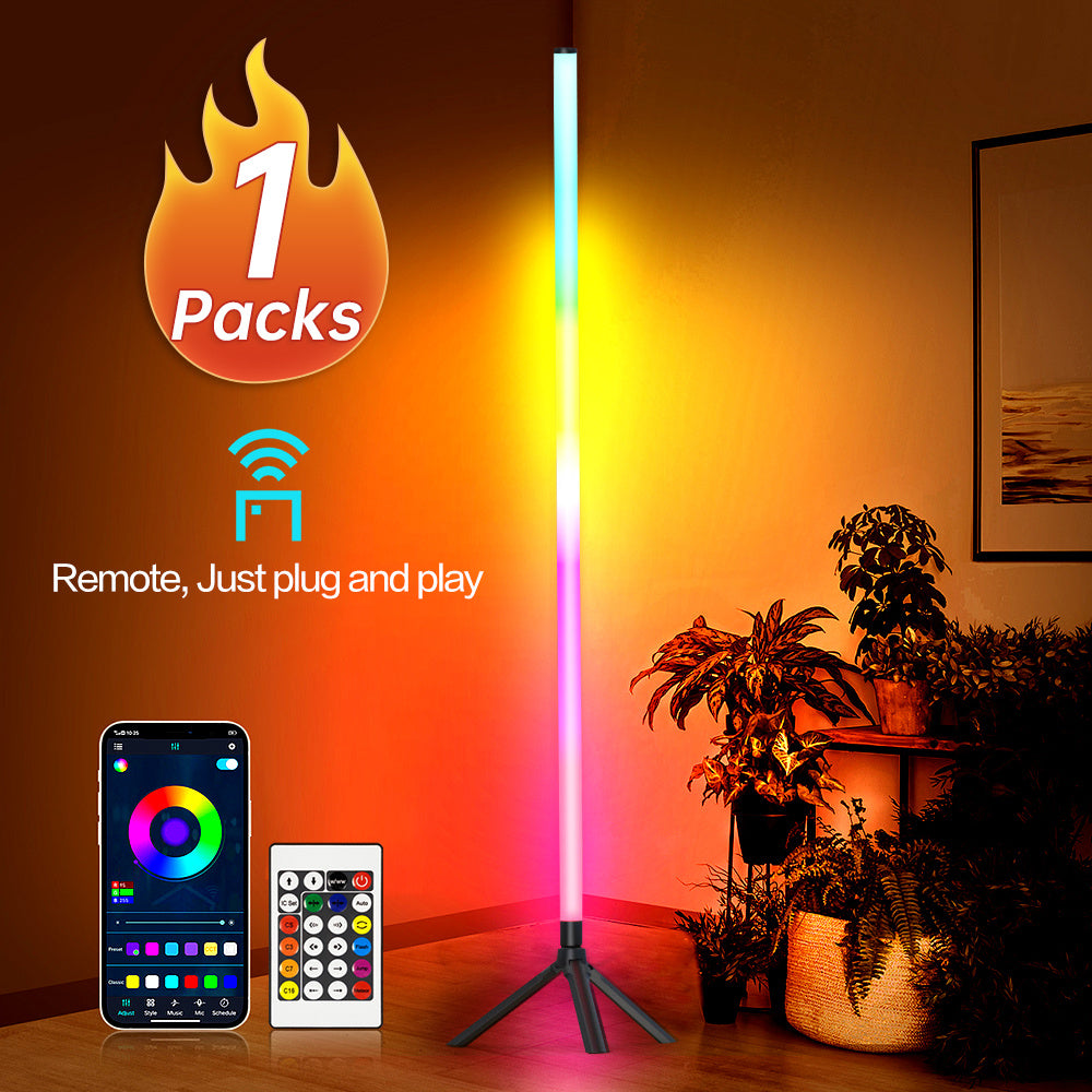 1/ 2Pack Floor Light Ambient Light, 48.8inch/50inch 360° Intelligent RGB Light, Music Synch, 16 Million DIY Color Change, Remote Control And APP Control, Indoor Room Decoration, Living Room Dormitory Atmosphere Decoration.