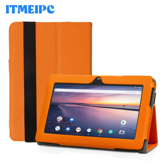[Portable Android Tablet] ITMEIPC 7-Inch Android 14 Tablet with Quad Core Processor, 4GB (2+2 Expandable) RAM + 32GB ROM, HD IPS Display, Dual Camera, WiFi, USB Type-C Port & Built-in Case Stylish Design, Durable Build, Portable Device, Tablet, Pad, Andro