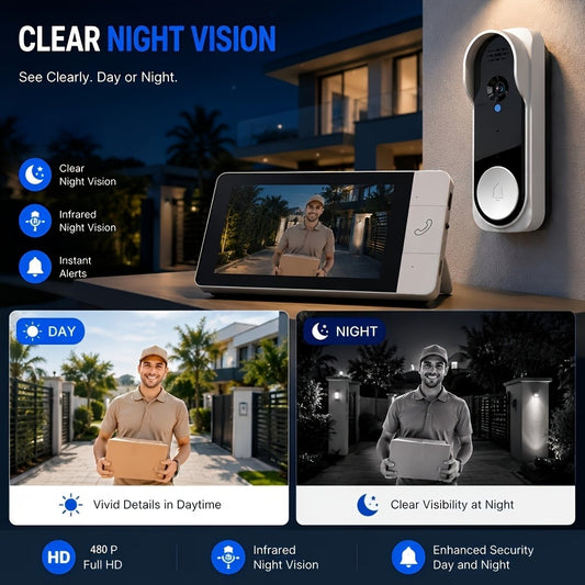 [ Free From Frequent Charging ] Includes Intelligent Visual Doorbell And Multiple Indoor And Outdoor Security Cameras, Suitable for Daily Safety Monitoring. Before Purchasing, Refer to The SKU's Actual Photos And Place An Order As Needed