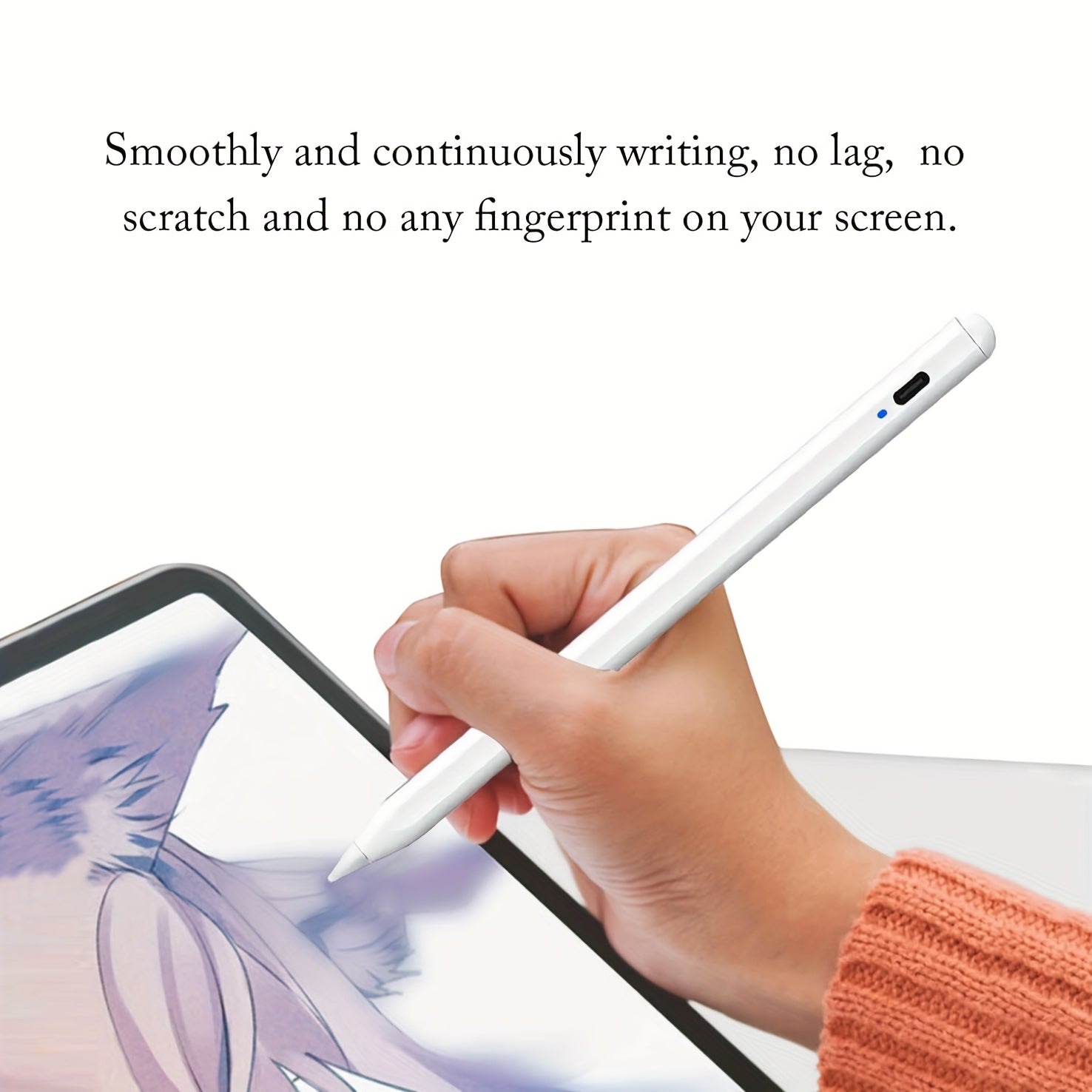 Stylus Pen for Ipad And Android Tablets (With Palm Rejection And Tilt Sensor) - USB-C Input, Apple Pencil Compatible with for Ipad 6/7/8/9/10, Pro 12.9/11"/M4, Air 3/4/5/6, Mini 5/6 (White/Black), Works with Android Tablets
