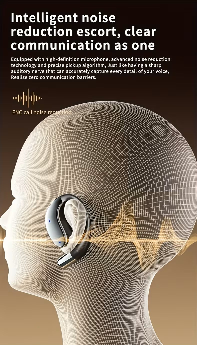 Wireless Bone Conduction Headphones Bluetooth 5.4, Open Ear Sports Earbuds with 80H Battery & LED Display, Stereo Bass Noise Cancelling Mic, Ideal Father's Day Gift for, Independence Day Gift