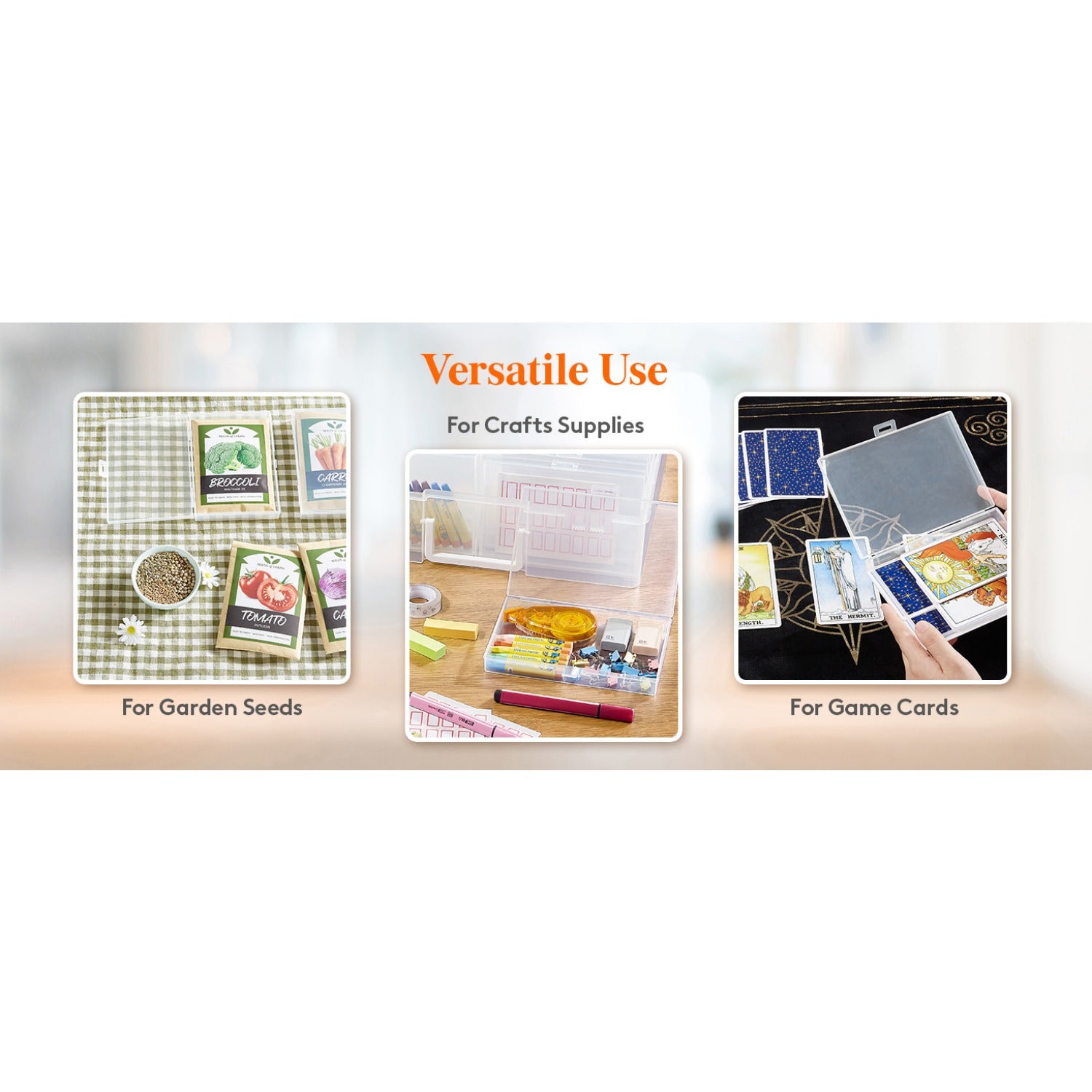 Photo Storage Box 4x6 Photo Case, 14 Inner Photo Keeper, Clear Photo Boxes Storage with 1 Sheet Label Sticker, Plastic Craft Storage Box with lids for Cards Pictures Stamps Office Supplies