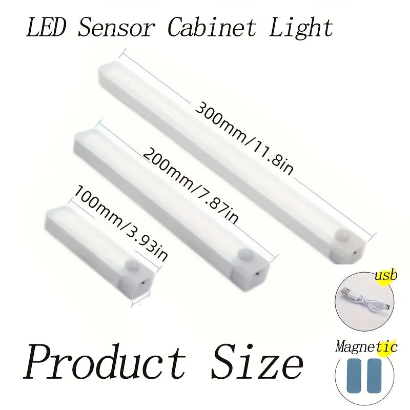 [USB Rechargeable] 12 Motion Sensor Cabinet Lights, USB Rechargeable Wireless Magnetic Cabinet Lights, 3 Modes Suitable For Wardrobes, Kitchens, Stairs, Bedrooms