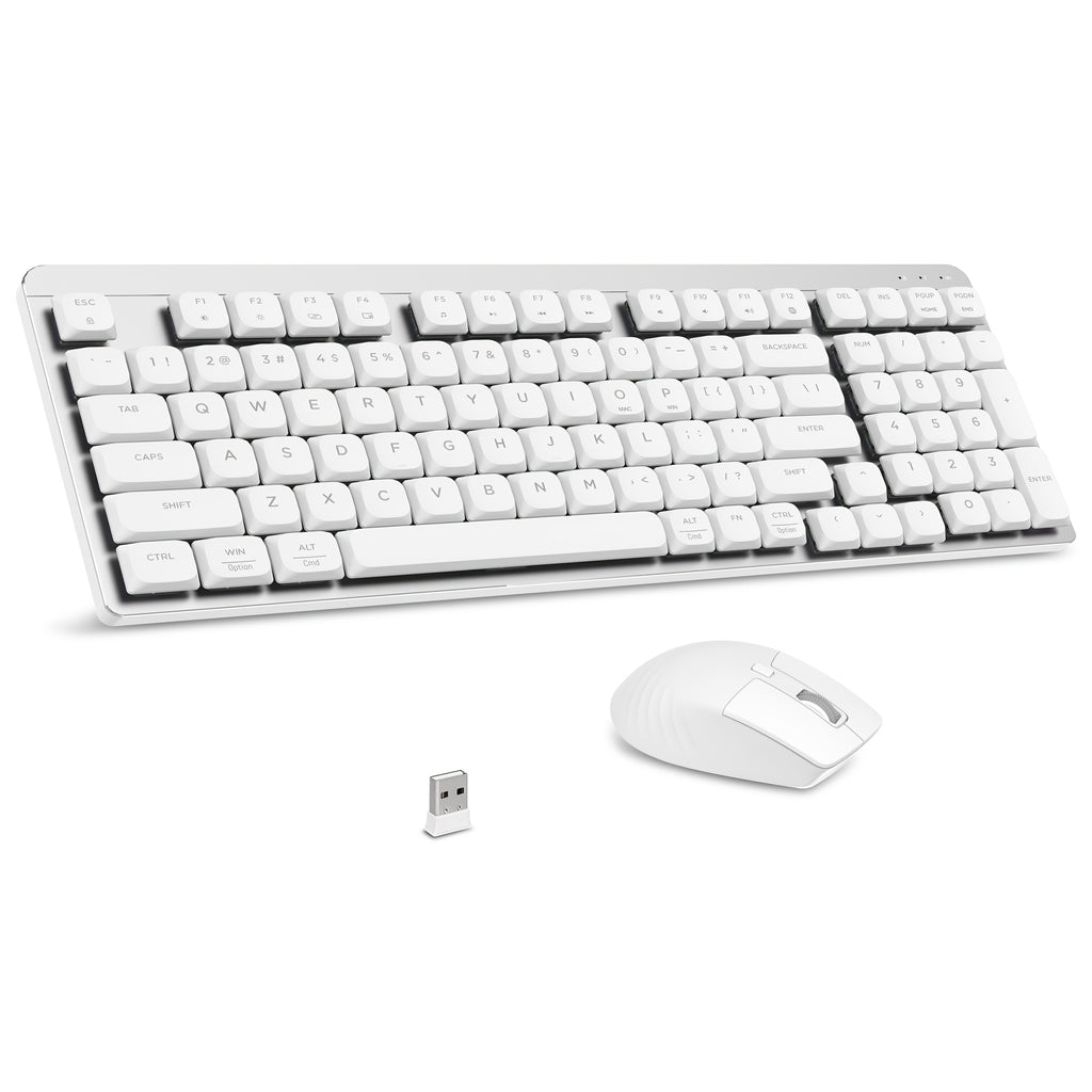 LeadsaiL FA98 Wireless Mechanical Keyboard And Mouse, 2.4Ghz Cordless Mechanical Keyboard And Silent Mouse, Low-Profile Red Switch, 98-Key Compact Slim 96% Keyboard for Windows/MacOS PC Laptop