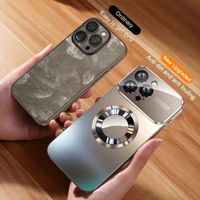 Phone Case: Luxury Matte Titanium Magnetic Wireless Charging Phone Case for iPhone 17 Air 16 15 14 13 12 11 Pro Max Plus Anti-Fingerprint Shockproof Armor Glass Lens Case, Phone Accessories, Fashion Cover, Streamlined Design, High Quality Case