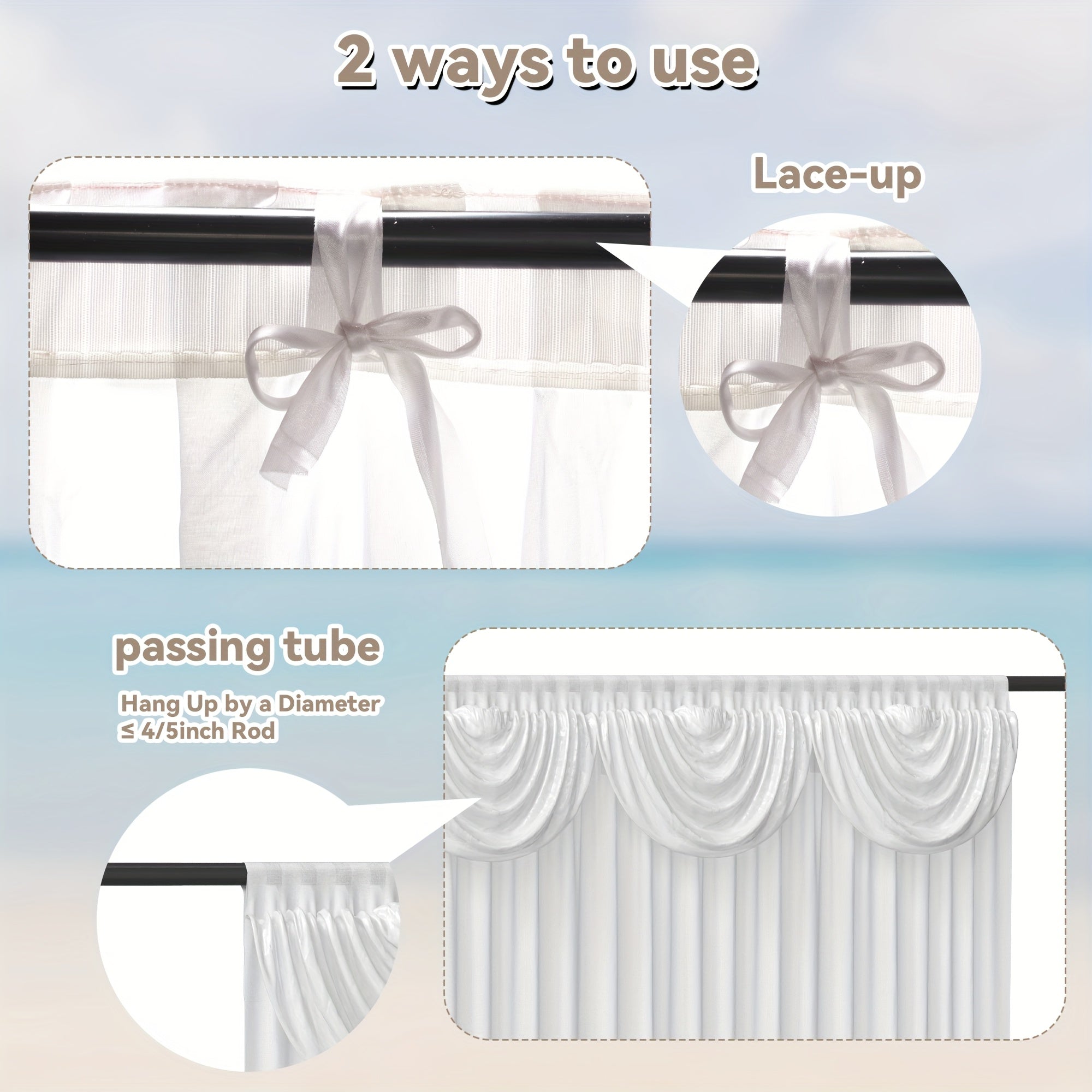 1 Pack 10X10ft Elegant Wedding Backdrop Curtains White - Premium Silk Drapes And Smooth Hanging - for Wedding, Birthday, Shower Party, Home & Events Decor & Photography Background - Valentine's Day Decor - Luxurious Appearance | Silk Curtain