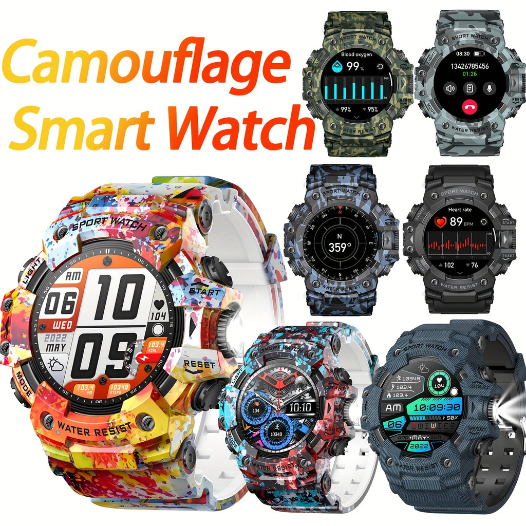 [Smart Watch for Men] Smart Watch for Men with LED Flashlight & 1.32" TFT Screen | Answer/Make Calls, 100+ Sport Modes, SOS, Sleep Tracker, Fitness & Health Watch for iPhone/Android - Cool Gifts for Men