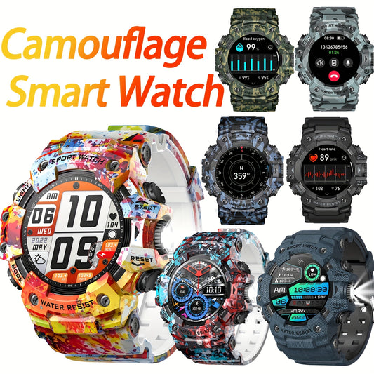 [Smart Watch for Men] Smart Watch for Men with LED Flashlight & 1.32" TFT Screen | Answer/Make Calls, 100+ Sport Modes, SOS, Sleep Tracker, Fitness & Health Watch for iPhone/Android - Cool Gifts for Men