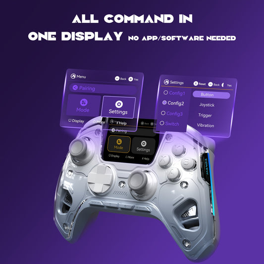 [Wireless Gaming Controller V2] Wireless Gaming Controller V2/White - Interactive Screen, Hall Effect Stick & Trigger, RGB Lighting, Remappable Buttons, 1800mAh with Charging Dock for PC/Switch/iOS/Android/Steam Deck (No Drift) [Notice: Not Compatible wit