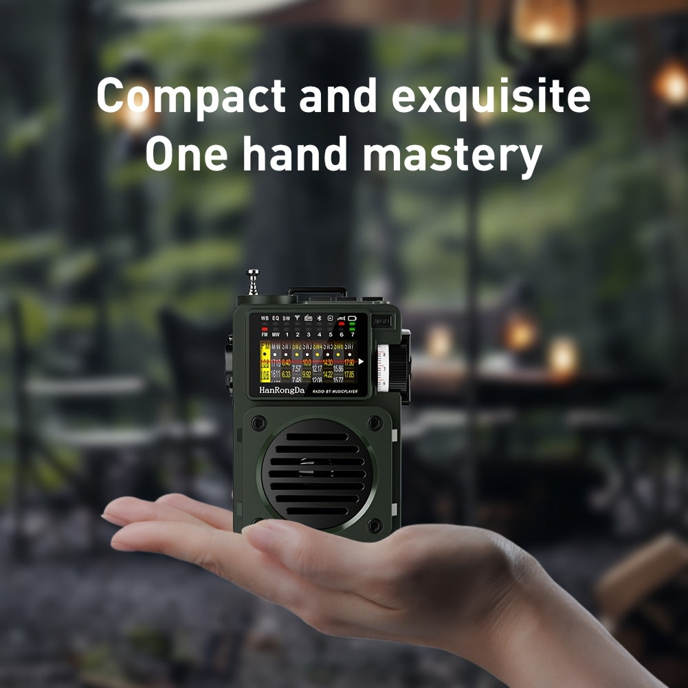 Hanrongda Wireless Speaker with Shortwave Radio, Featuring Microsd Support, FM MW WB SW Reception, NOAA Alerts, And a Sleep Timer. This Rechargeable Retro Analog Radio Includes Backlighting And ATS Presets, Ideal for Camping, Model HRD700.