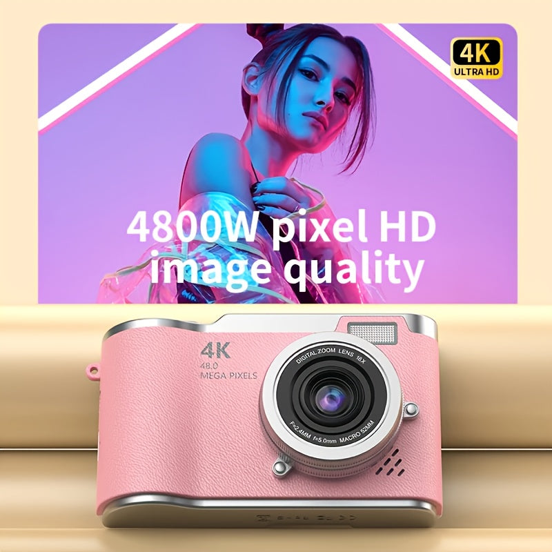 4K HD Digital Camera, 2.4 Inch Flip Screen, Professional Photography And Video Recording Tool, Ideal for Beginners Vlog, Perfect Gift for Thanksgiving And Christmasexcluding TF Card)