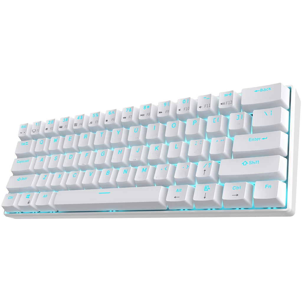 Hot Swappable Blue Switch Red Shaft 61-Key Mechanical Wired 60% Mechanical Gaming Keyboard, RGB Backlight Keyboard, Portable Mini Keyboard, Suitable for Windows Laptop, Cyan Axis