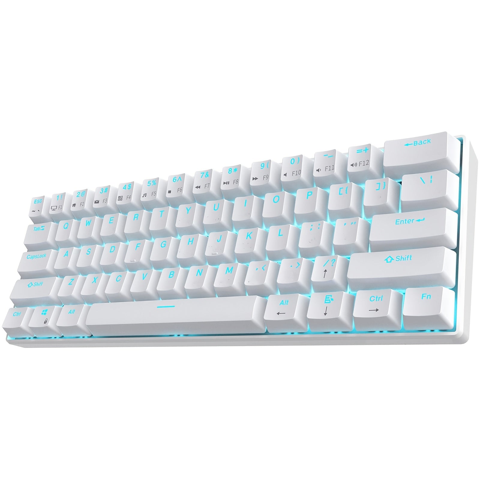 Hot Swappable Blue Switch Red Shaft 61-Key Mechanical Wired 60% Mechanical Gaming Keyboard, RGB Backlight Keyboard, Portable Mini Keyboard, Suitable for Windows Laptop, Cyan Axis