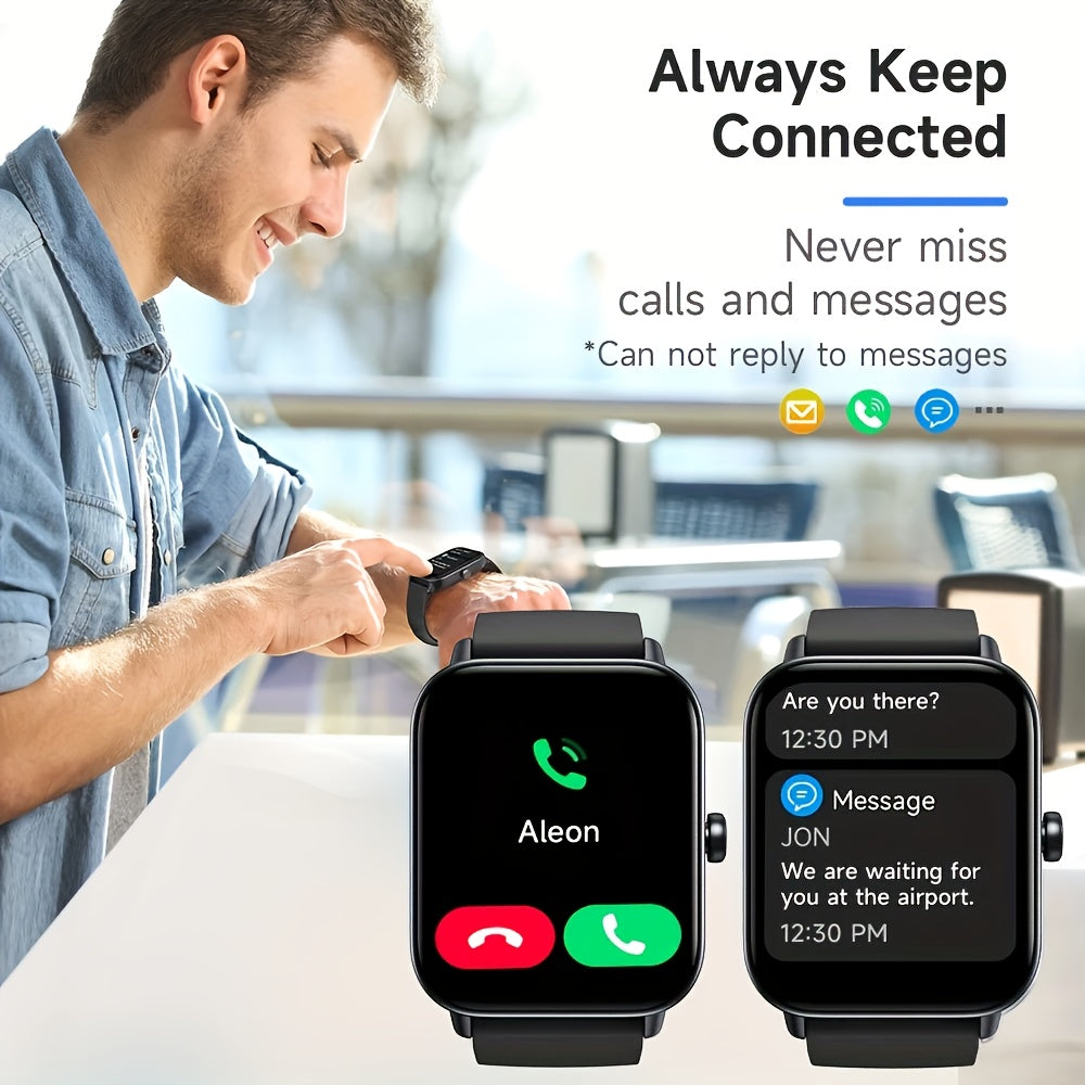 Smartwatch - 1.95" Display, Call Answering, 100+ Sport Modes, Step Counter, Sleep Tracker, Wireless Connectivity, Compatible with Android & iPhone, USB Rechargeable, with Built-In Alexa - Ideal Gift, Health Monitoring Wristband, Casual Style Watch