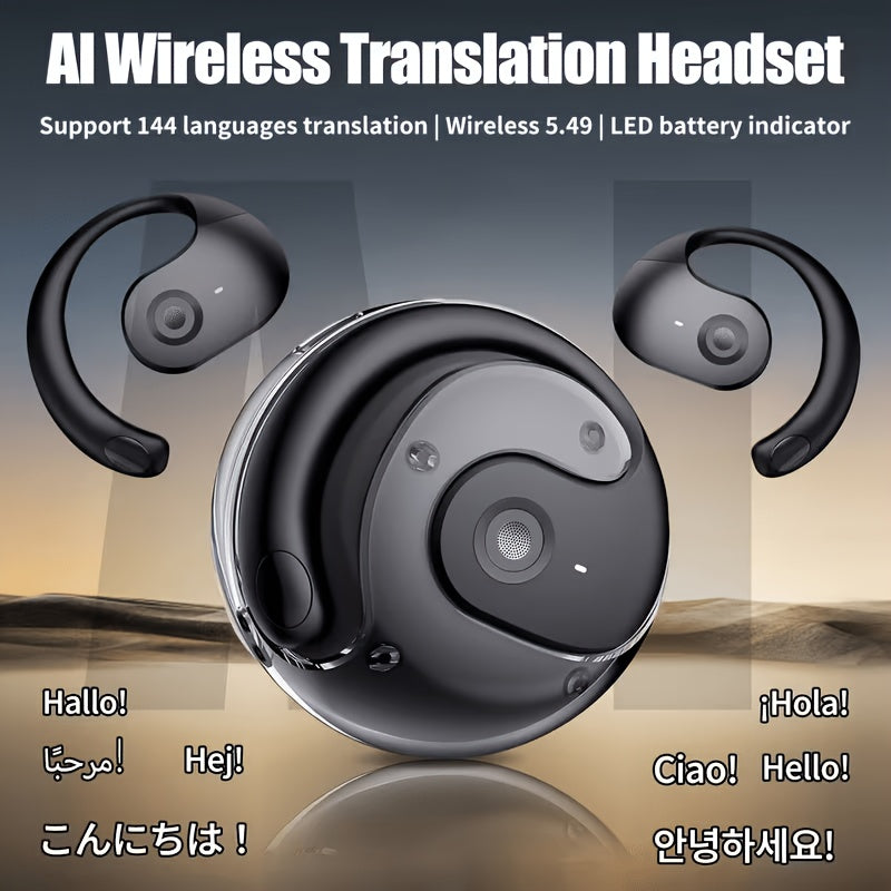 Translation Earphones Supporting Over 100 Languages, Small Coconut Ball Hanging TWS Wireless Earphones, Music Without Delay, Translation Earphones, Conference Recording Translation, Real-Time Voice Translation, Fast Charging, And Free Lanyard