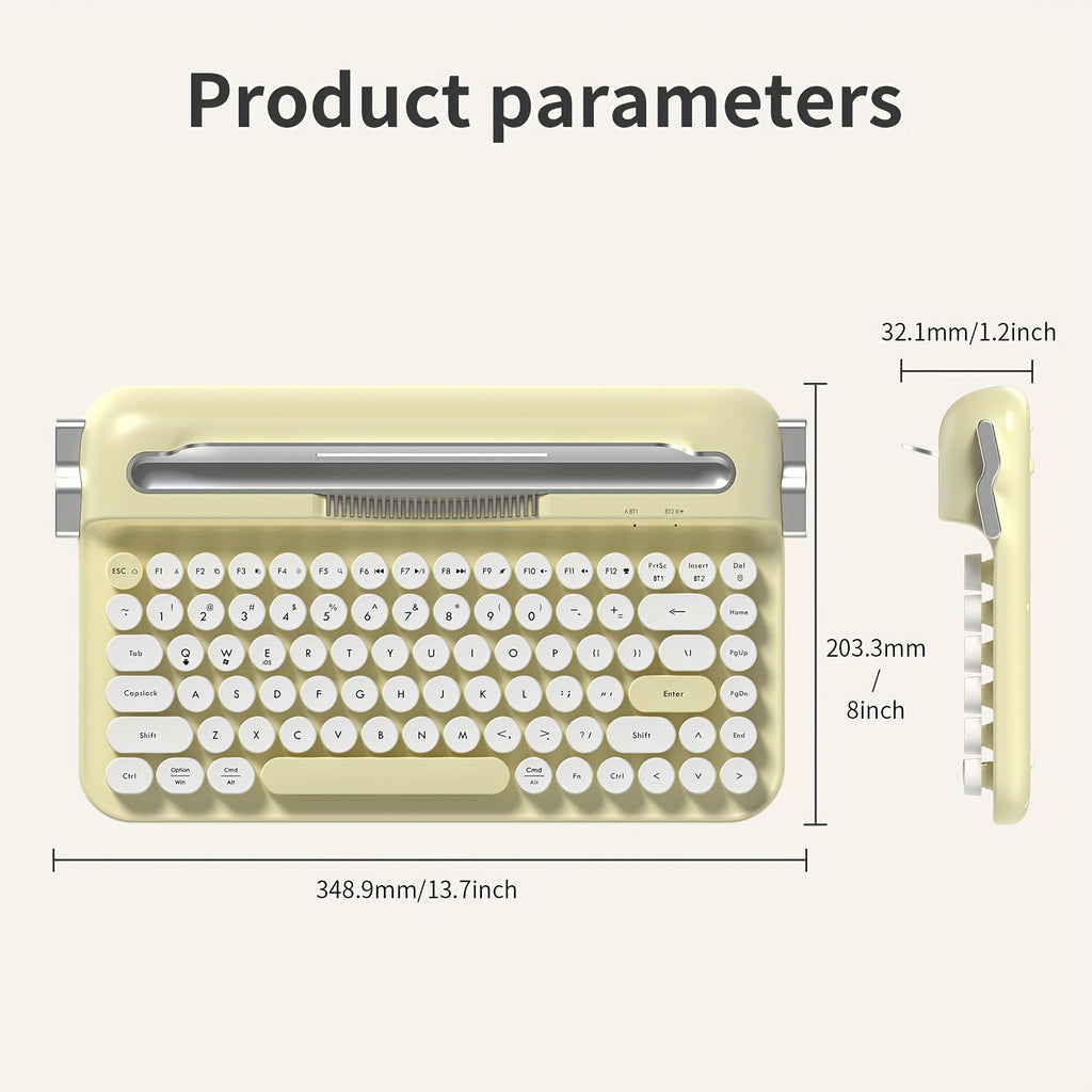 AJAZZ AF84 Wireless 2.4G Dual-Mode Retro Keyboard Featuring a Fixed Slot Stand for Connecting Multiple Devices