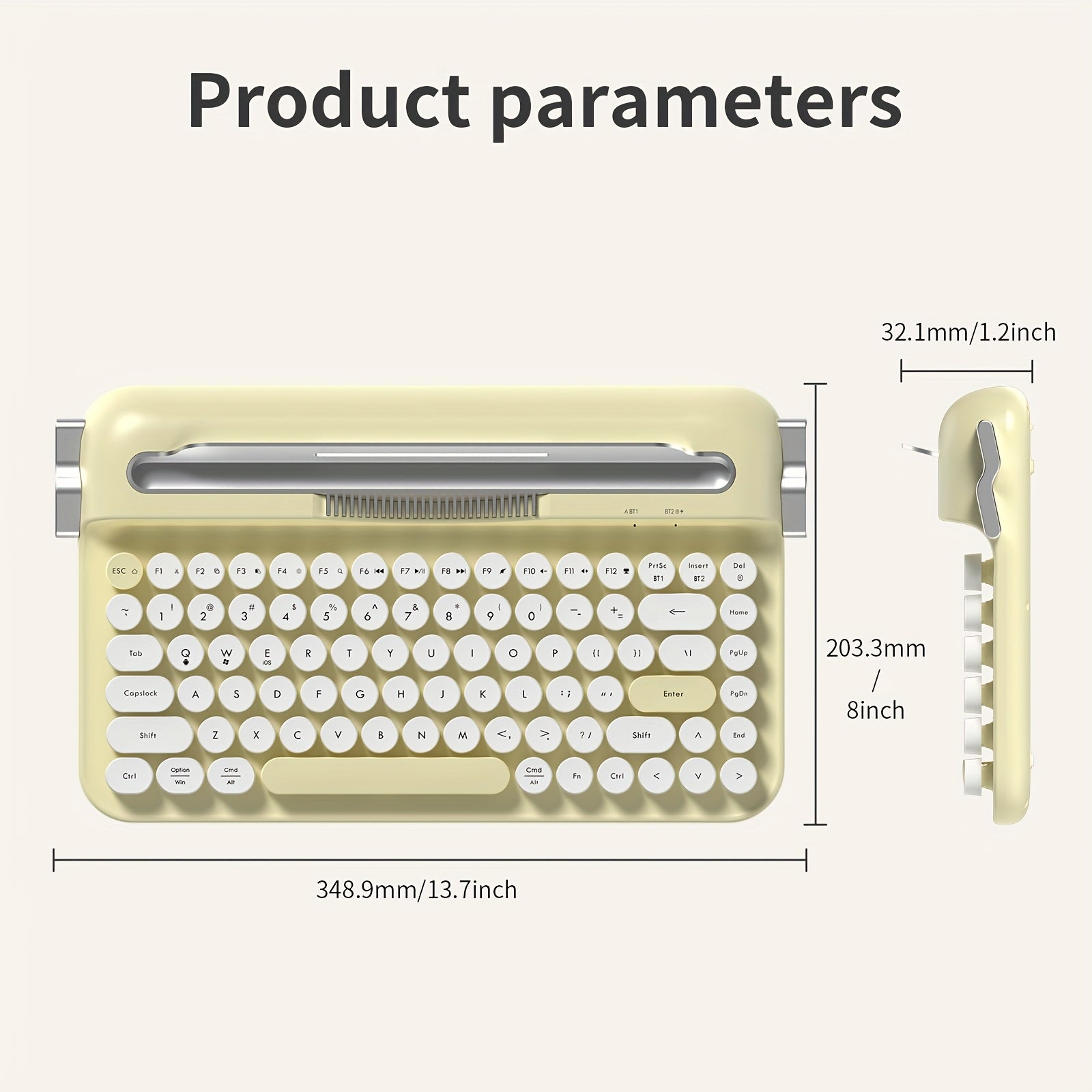 AJAZZ AF84 Wireless 2.4G Dual-Mode Retro Keyboard Featuring a Fixed Slot Stand for Connecting Multiple Devices