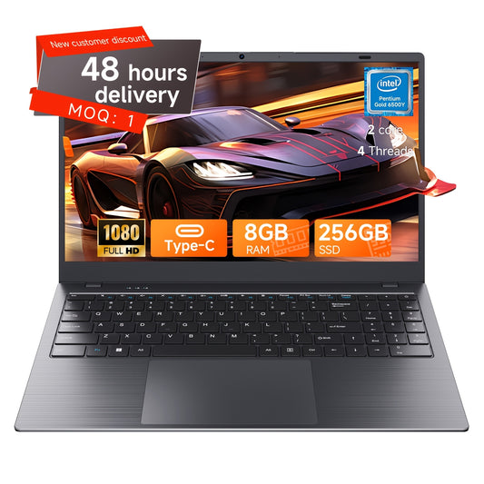 15.6-Inch Ultra-Thin And Lightweight Office Entertainment New Laptop PC, Carrying Pentium 6500Y Processor, 8GB RAM SO-DIMM*2 256GB SSD, Supports Dual-Screen 4K HD Resolution, Stereo Four Speakers, TYPE-C Charging And Supports PD Fast Charging