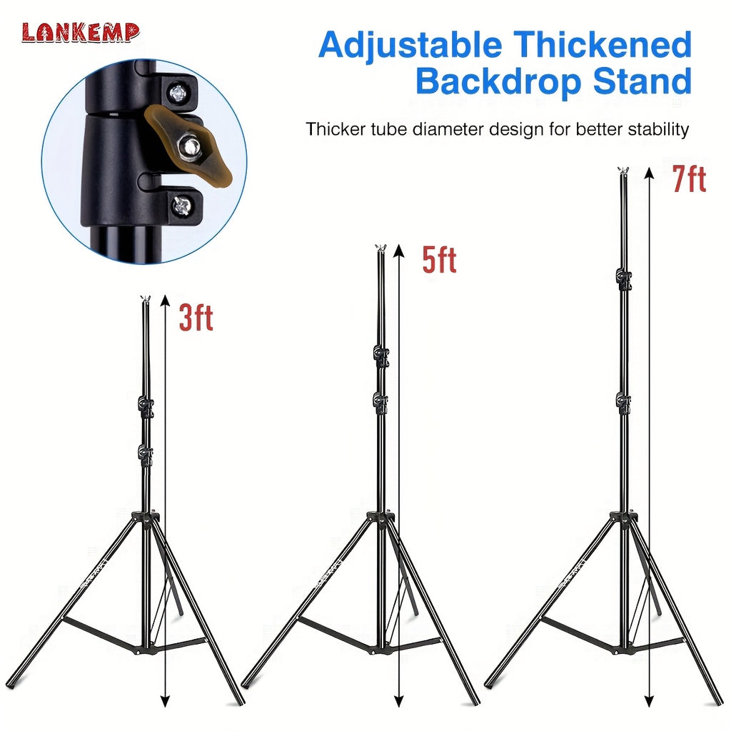 LANKEMP 7x7ft Background Stand for Photoshoot, Adjustable Backdrops Stand for Parties, Photography, Photo Booth, Projector Screen, Movie Screen, Portraits, StreamingPhotobooth Props