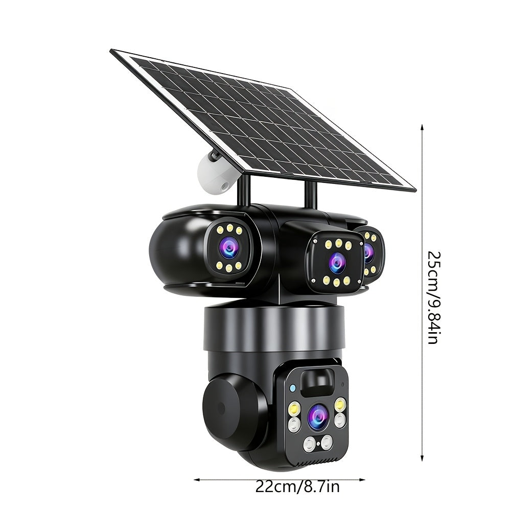 [4K Solar-Powered CCTV] 4K Solar-Powered Outdoor Security Camera | 2.4G Wifi, PTZ, [10X Zoom] 360-Degree Low-Power CCTV Solar Panel Battery Wifi Camera With Color Night Vision, Two-Way Voice For Home/Business/Driveway/Parking Lot
