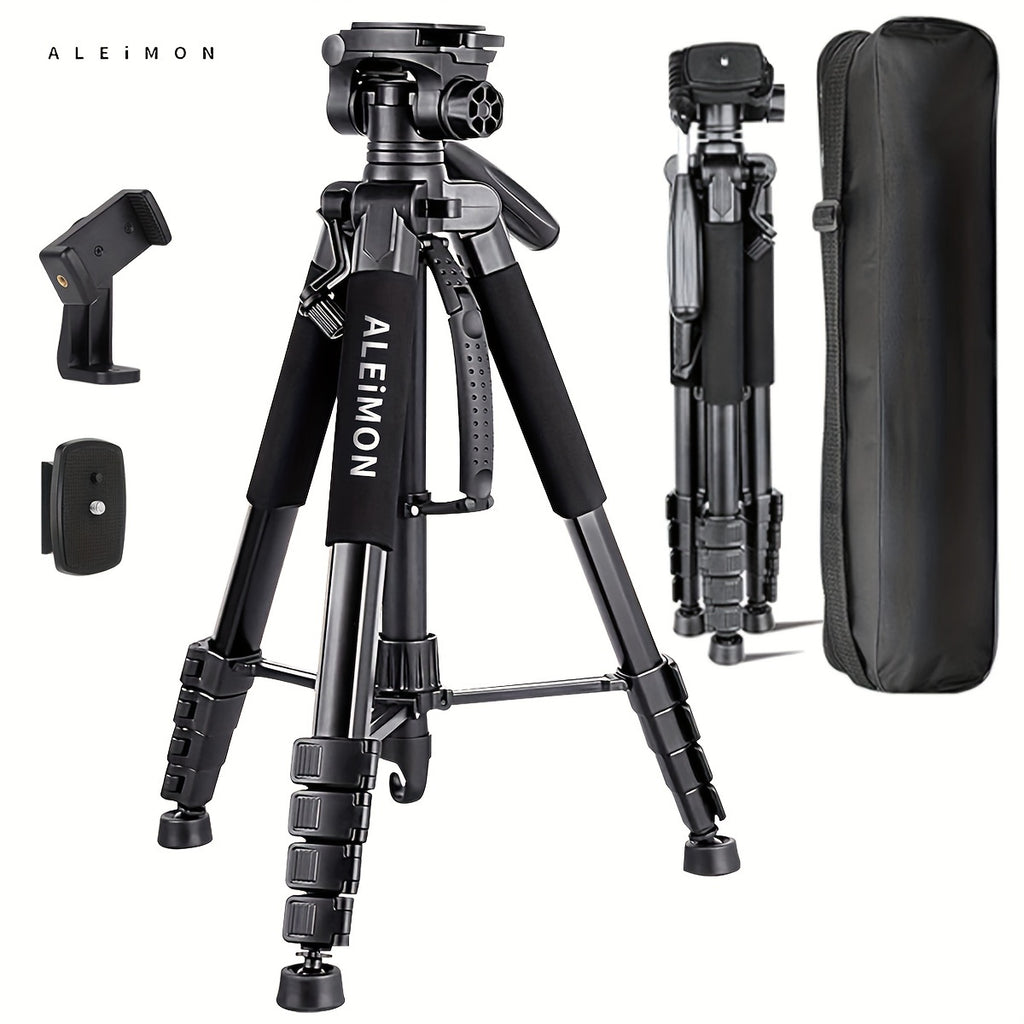 ALEiMON 74in/188cm Heavy-Duty Aluminum Tripod Stand for DSLR Cameras & Phones - 14lb Capacity, Adjustable Height, 3-Section Design with Tote Bag (Red)