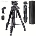 ALEiMON 74in/188cm Heavy-Duty Aluminum Tripod Stand for DSLR Cameras & Phones - 14lb Capacity, Adjustable Height, 3-Section Design with Tote Bag (Red)