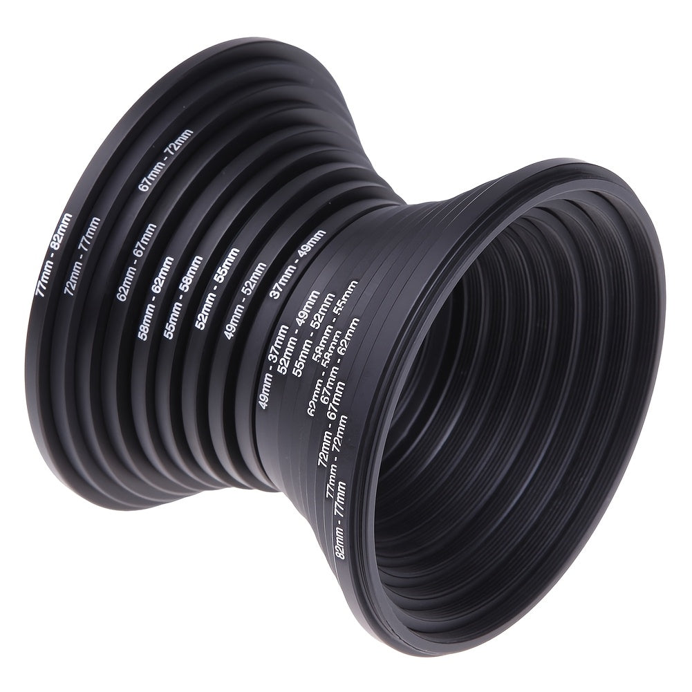 18pcs Set of Step-Up And Step-Down Lens Filter Adapter Rings for DSLR Camera Lenses, Ranging from 37Mm to 82Mm