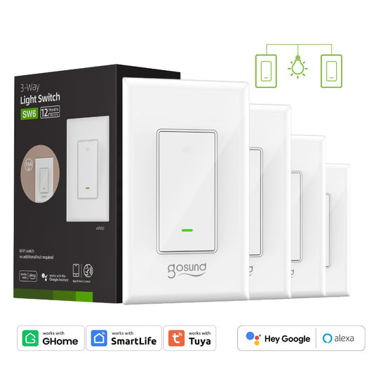 Gosund Smart Switch, 3-Way Wifi Smart Light Switch Compatible with Alexa And Google Home, Scheduling Timer And Voice Control, Neutral Wire Required, 3-Way Wall Mounted, FCC ID, 2.4Ghz Wifi Solely