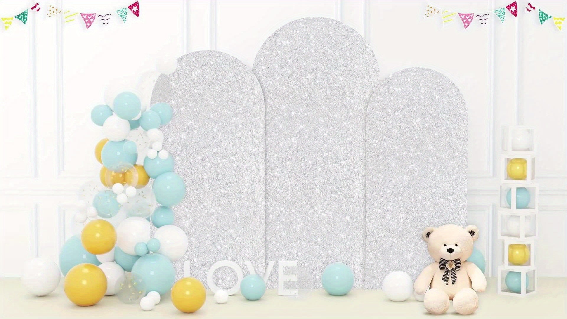 3pcs 6ft 6.6ft 7.2ft Wedding Arch Cover Sequins Arch Cover Metallic Arch Stand Cover Spandex Arch Backdrop Cover Payette Glitter Arch Cover for Birthday Party Wedding Decoration
