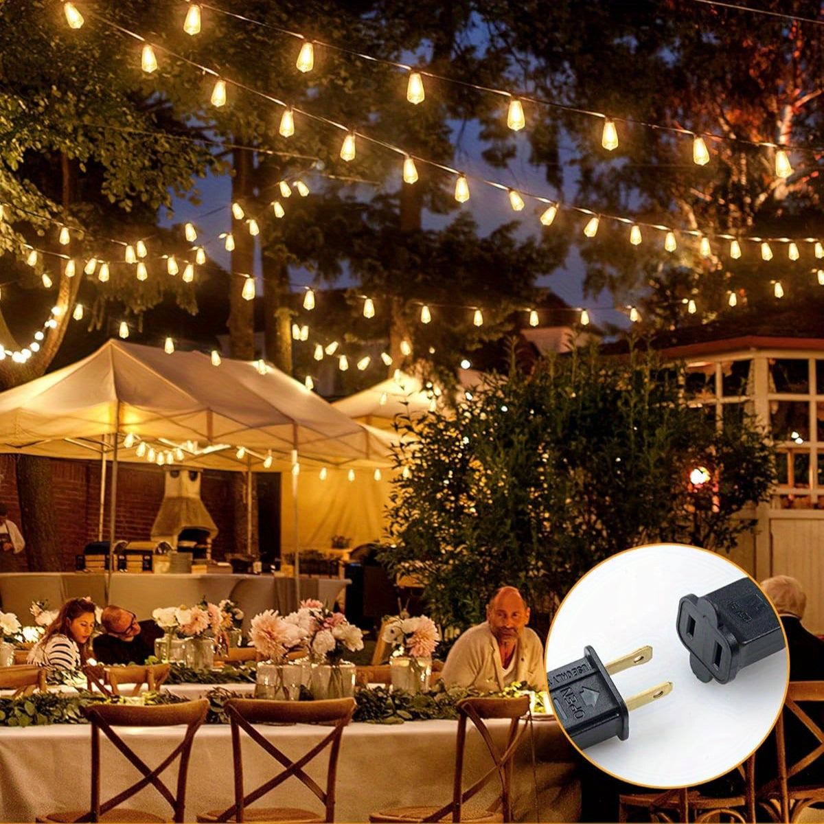 50/ 100ft String Lights, Patio Lights with Shatterproof ST38 Edison Bulbs, 2700k Dimmable Connectable Lights String, Outside Hanging String with Hooks for Party Xmas Bistro