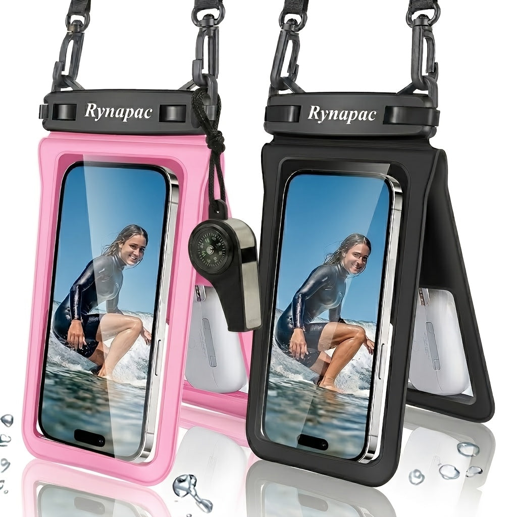 RYNAPC 2-Pack Phone Pouches, Double-Layer Phone Cases with Lanyard - 6.7-inch Large Capacity Dry Bags | IPX8, Shockproof And Sandproof | Suitable for iPhone 16/15/14 Pro Max | Ideal for Swimming, Boating, And Kayaking