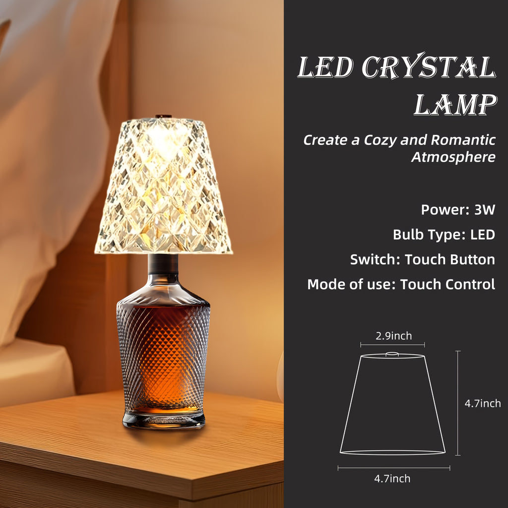 Crystal Clear Bottle Light, Table Lamp, Rechargeable LED Wine Lamp, Acrylic Lampshade, 2000Mah, 3 Colors, Bottle Lamp