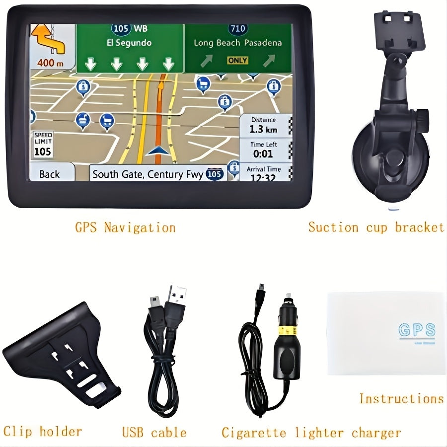 7-Inch Touchscreen Car Navigation System with Entertainment Features and RDS Traffic Update, High-Definition GPS for Cars & Trucks - 256MB+8GB Memory